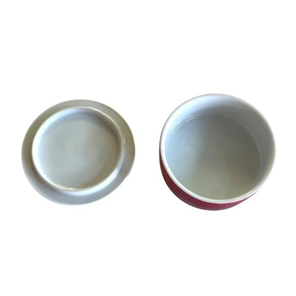 Vintage Christmas Trinket Box with Gold Lid & Holiday Tree Design Made in Japan - Picture 3 of 7